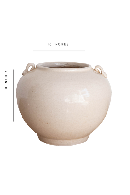 Cream Glazed Vintage Pot in 10 inch