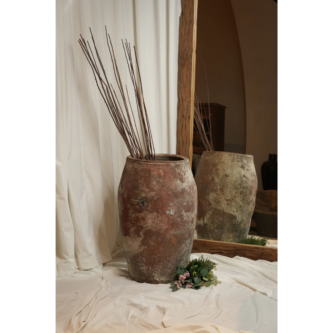 Large Vintage Indian Clay Planters