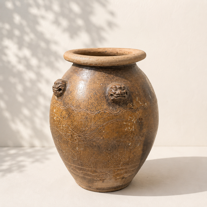 Vintage Lugged Earthware Jar | 23 x 17 inches