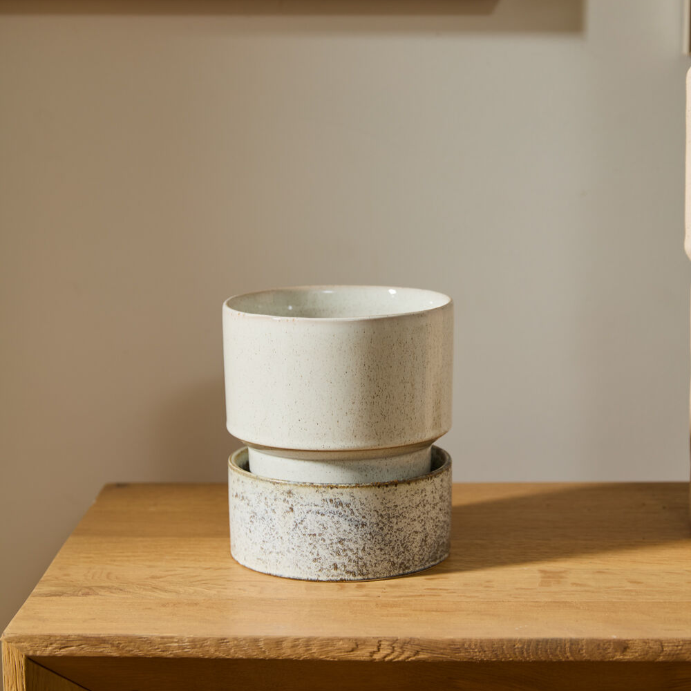 Endeavor Ceramic Pot with Drainage and Tray | 6 inch Diameter