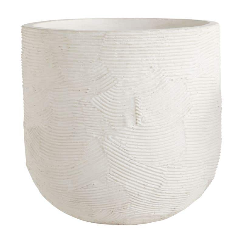 Greta White Textured Planter with Drainage in 15 inch Diameter