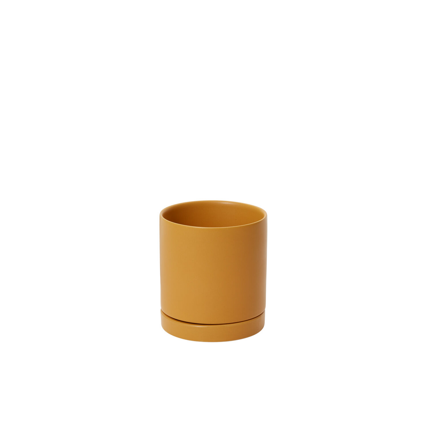 Romey Ceramic Pot with Drainage and Tray | 4 inch Diameter — empty planter, ceramic planter, studio photo — planter for sale by Promise Supply for delivery and pickup in Toronto.