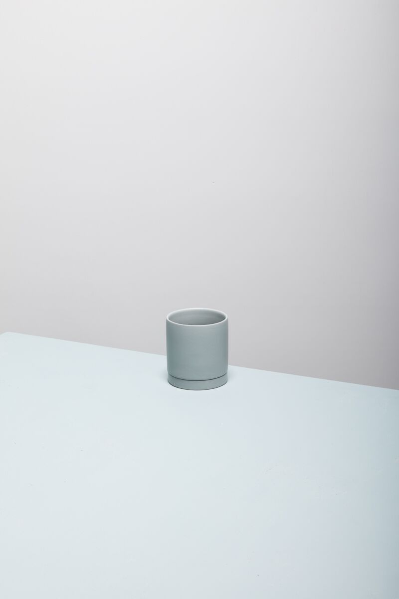 Romey Ceramic Pot with Drainage and Tray | 4 inch Diameter — empty planter, ceramic planter, studio photo — planter for sale by Promise Supply for delivery and pickup in Toronto.