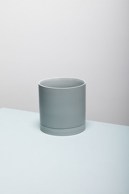 Romey Ceramic Pot with Drainage and Tray | 10 inch Diameter — empty planter, ceramic planter, studio photo — planter for sale by Promise Supply for delivery and pickup in Toronto.