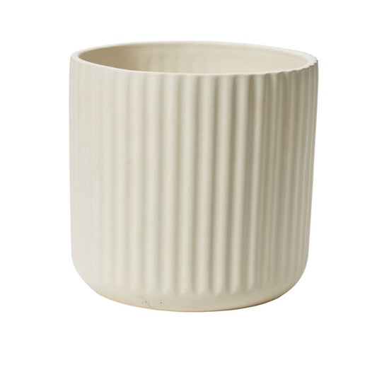 White Ribbed Beam Planter fits up to 10 inch Nursery Pot