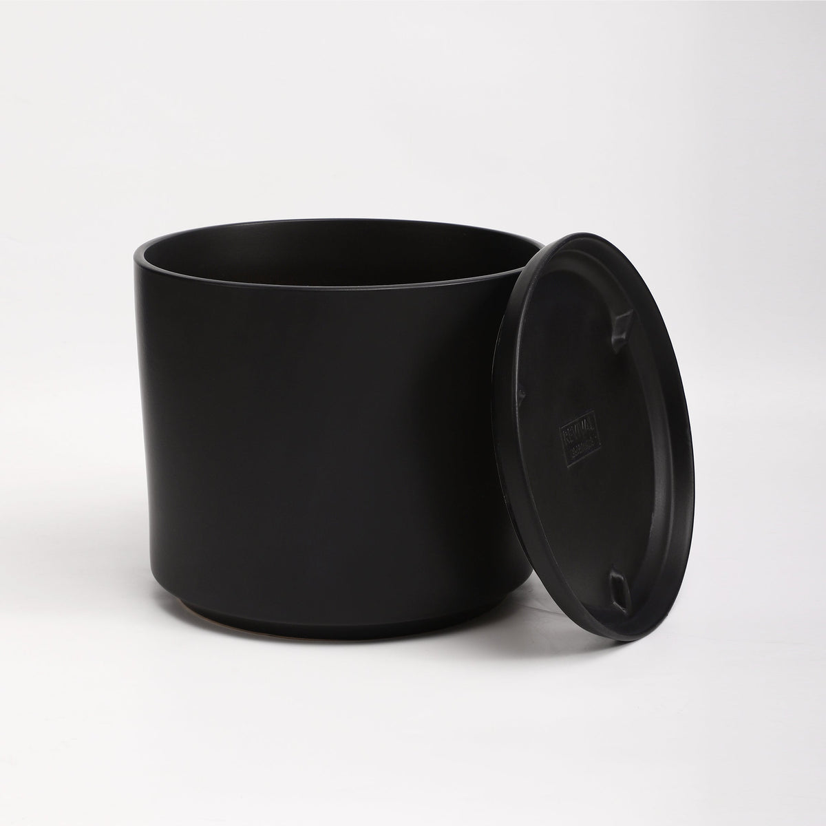 The Seventeen Ceramic Cylinder Planter with Drainage and Tray | 17 inch Nursery Pot - Black