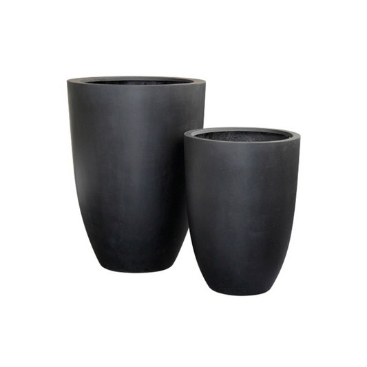 Fiberstone Round Tapered Planter in Black | 20.5 x 28 inches