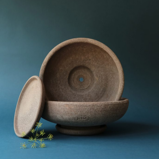 Bergs Potter Ada Bowl with Drainage and Tray | 17.7 Inch Diameter — empty planter, studio photo — planter for sale by Promise Supply for delivery and pickup in Toronto.