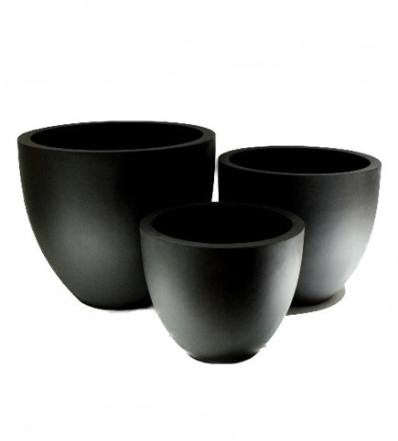 Fiberstone Round Planter in Black | 16 Inch Diameter
