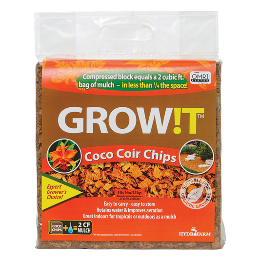 GROW!T Organic Coco Coir Chips Block (2 cu ft) — Growing Medium product on white background — for sale by Promise Supply for delivery and pickup in Toronto.