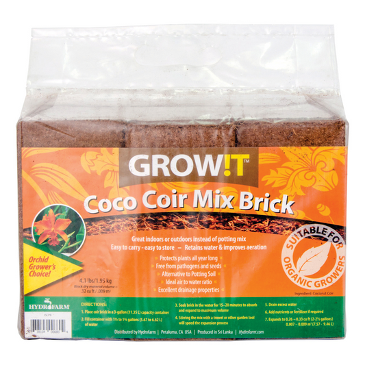 GROW!T Coco Coir Brick - 650g (3 pack) — Growing Medium product on white background — for sale by Promise Supply for delivery and pickup in Toronto.