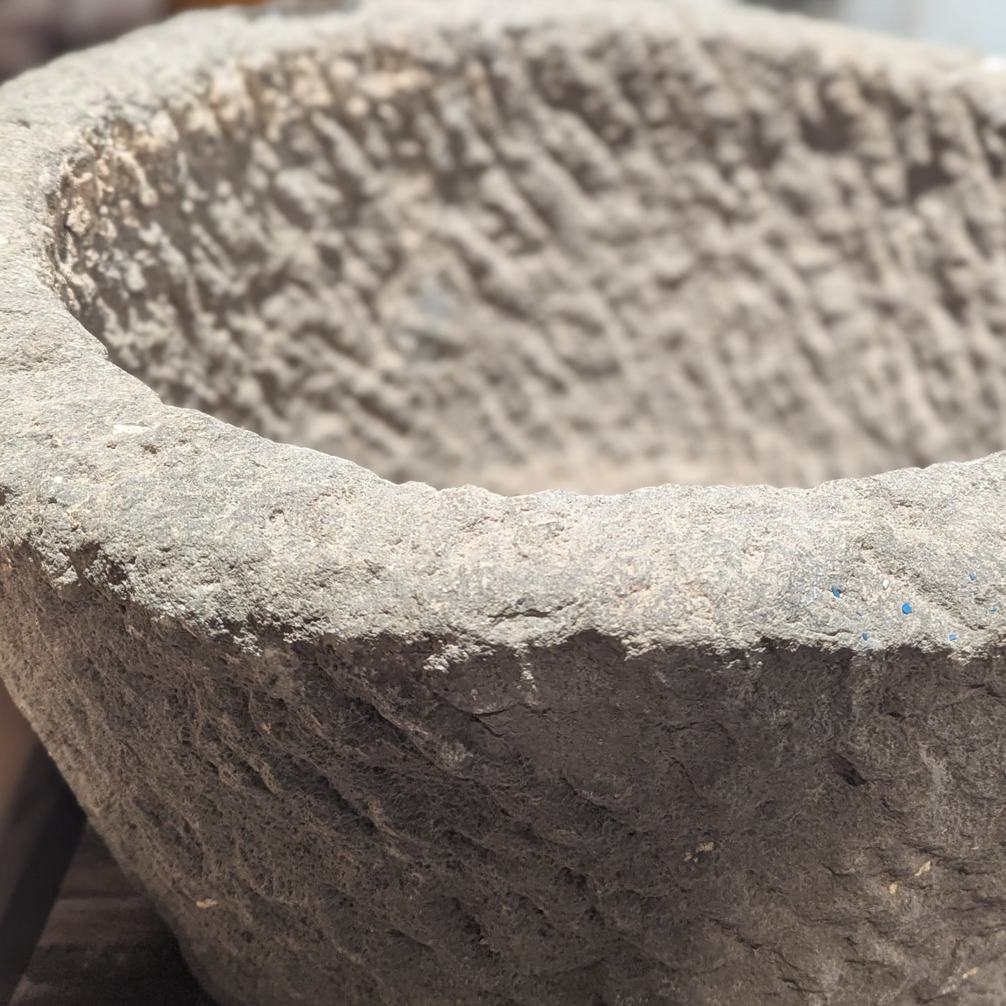 Round Vintage Stone Planter with Drainage | 16-18 inches