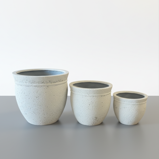 Ficonstone Flared Round Planter in Ivory | 13 x 11 inches