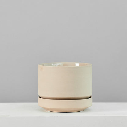 Round Two Ceramic Planter with Drainage and Tray | 8 inch Diameter