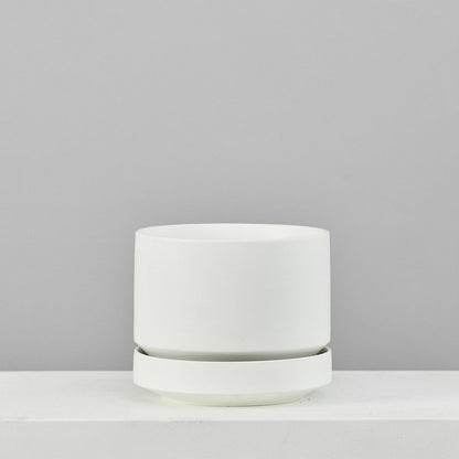 Round Two Ceramic Planter with Drainage and Tray | 8 inch Diameter