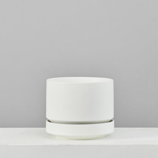 Round Two Ceramic Planter with Drainage and Tray | 8 inch Diameter