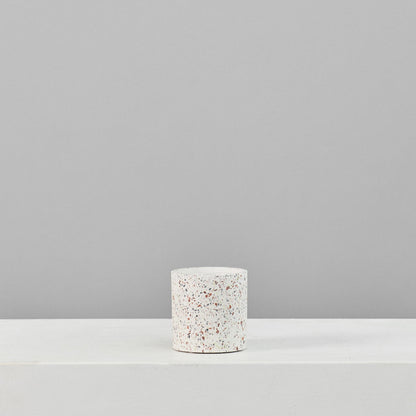 Terrazzo White Speckled Marble Planter | 4 inch Nursery Pot — empty planter, studio photo — planter for sale by Promise Supply for delivery and pickup in Toronto.