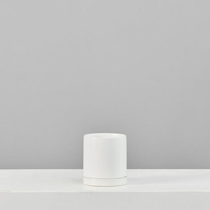 Romey Ceramic Pot with Drainage and Tray | 5 inch Diameter — empty planter, ceramic planter, studio photo — planter for sale by Promise Supply for delivery and pickup in Toronto.