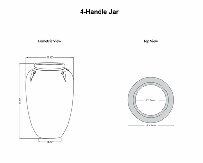 Sandblasted 4-Handle Jar in 13 inch Diameter