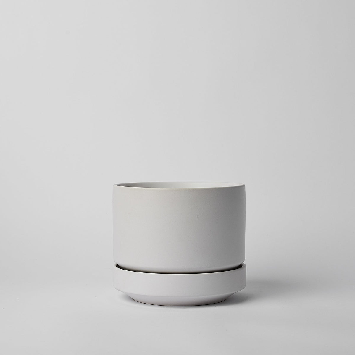 Round Two Ceramic Planter with Drainage and Tray | 6 inch Nursery Pot - White
