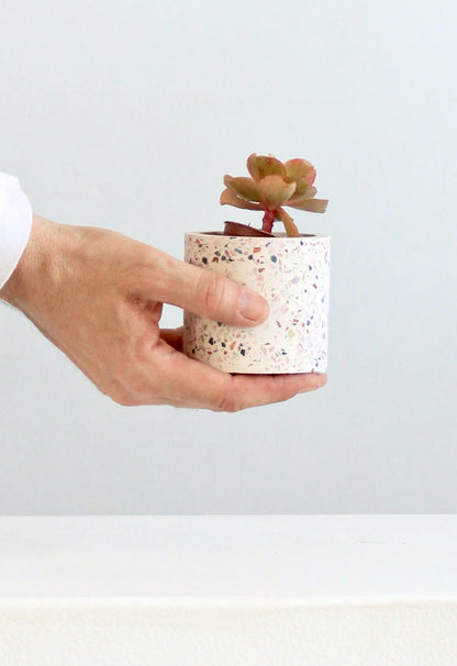 Terrazzo White Speckled Marble Planter | 2.5 inch Nursery Pot