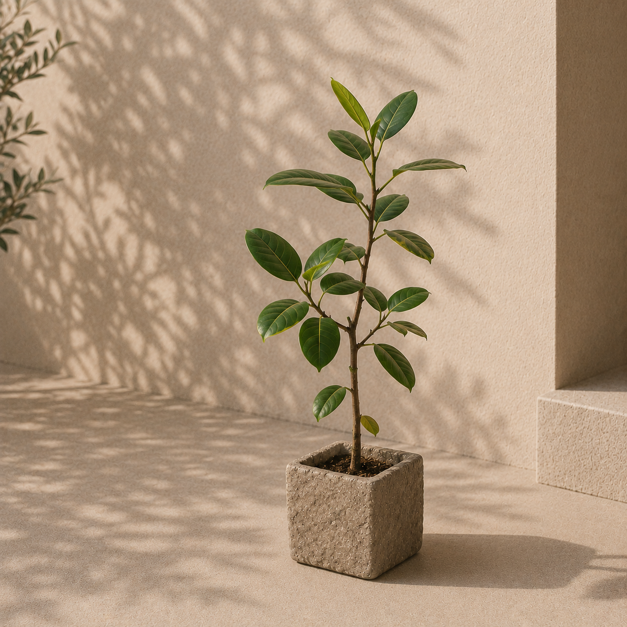Square-Style Vintage Stone Planter with Drainage | 18-19 inches