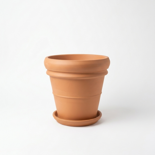Bordato Terracotta Planter with Drainage and Tray | 12 inch Diameter