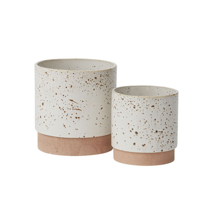 Briar Speckled Planter with Drainage and Tray | 6 Inch Diameter