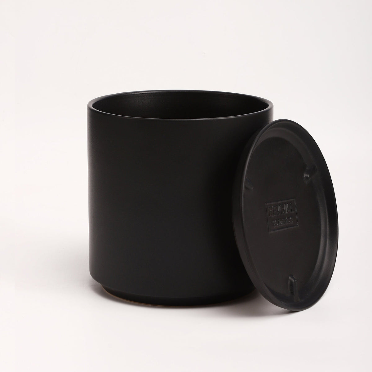The Ten Ceramic Cylinder Planter with Drainage and Tray | 10 inch Nursery Pot - Black