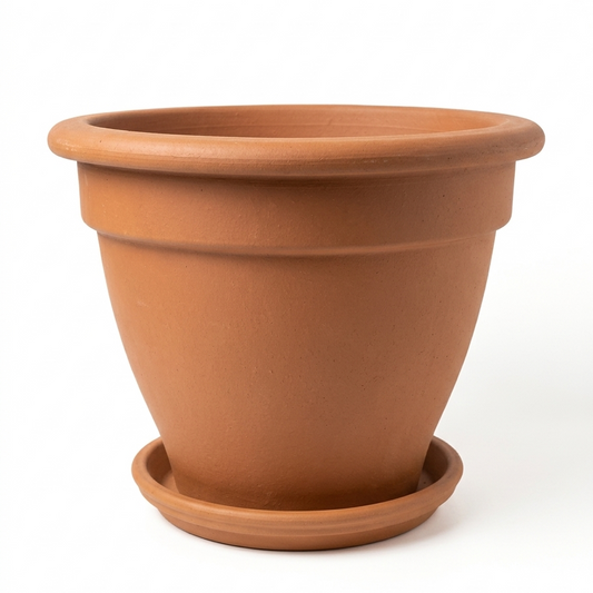 Campana Bell Terracotta Planter with Drainage and Tray | 12 inch Diameter