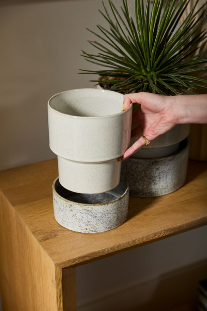 Endeavor Ceramic Pot with Drainage and Tray | 6 inch Diameter