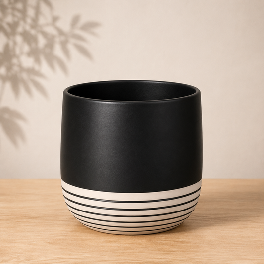 Hannah Striped Ceramic Planter | 6 inch Nursery Pot