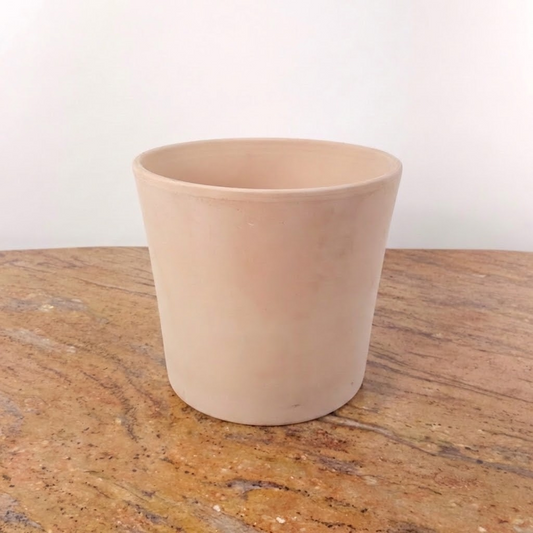Clay Bleached Cylinder Planter with Drainage | 9 inch Diameter