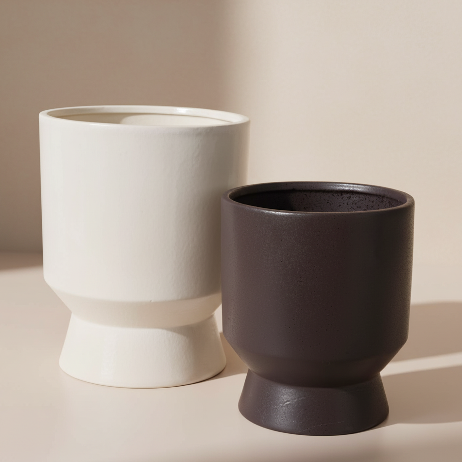 Elliott Pedestal Planter | 10 inch Nursery Pot — empty planter, studio photo — planter for sale by Promise Supply for delivery and pickup in Toronto.