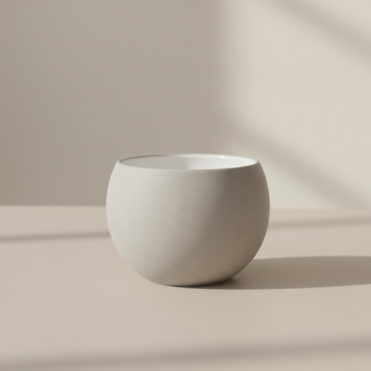 Luna Round Pot in Grey | 4 inch Nursery Pot — empty planter, studio photo — planter for sale by Promise Supply for delivery and pickup in Toronto.