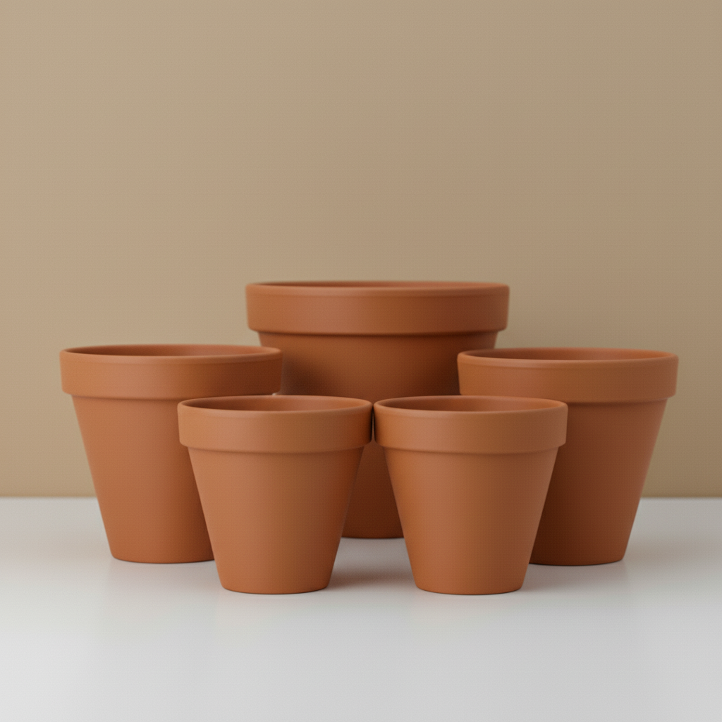 Standard Clay Planter with Drainage | 8 inch Diameter — empty planter, studio photo — planter for sale by Promise Supply for delivery and pickup in Toronto.
