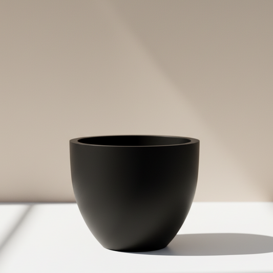 Fiberstone Round Planter in Black | 19.5 x 18 inches