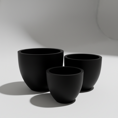 Fiberstone Round Planter in Black | 19.5 x 18 inches