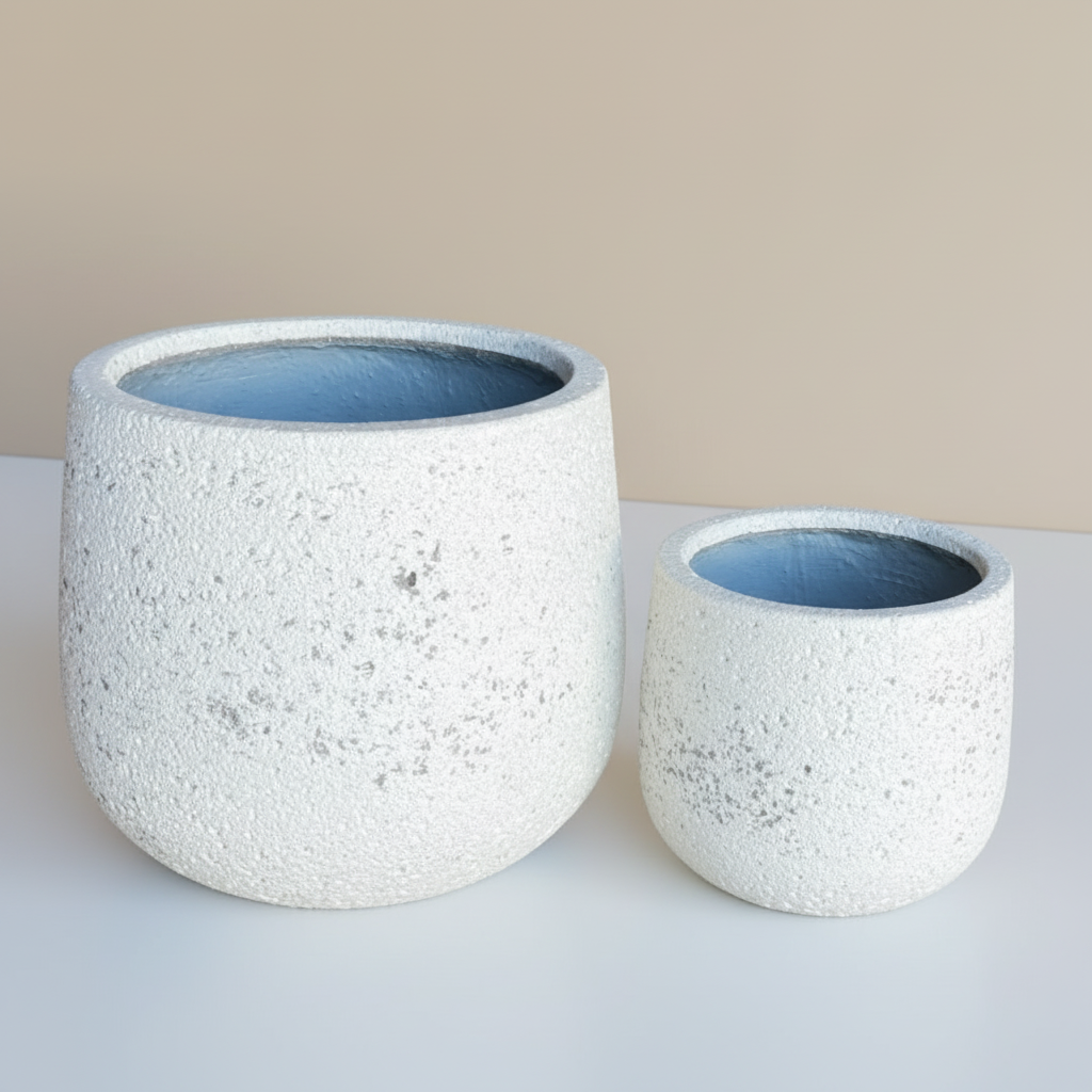 Round Ficonstone Tapered Base Planter in Ivory | 12 Inch Diameter