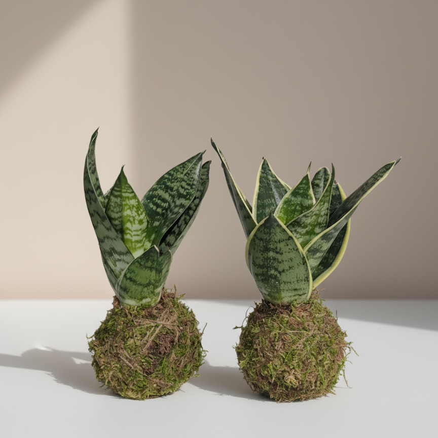 Birds Nest Snake Plant Kokedama: Sansevieria hahnii - 4 inch Moss Ball