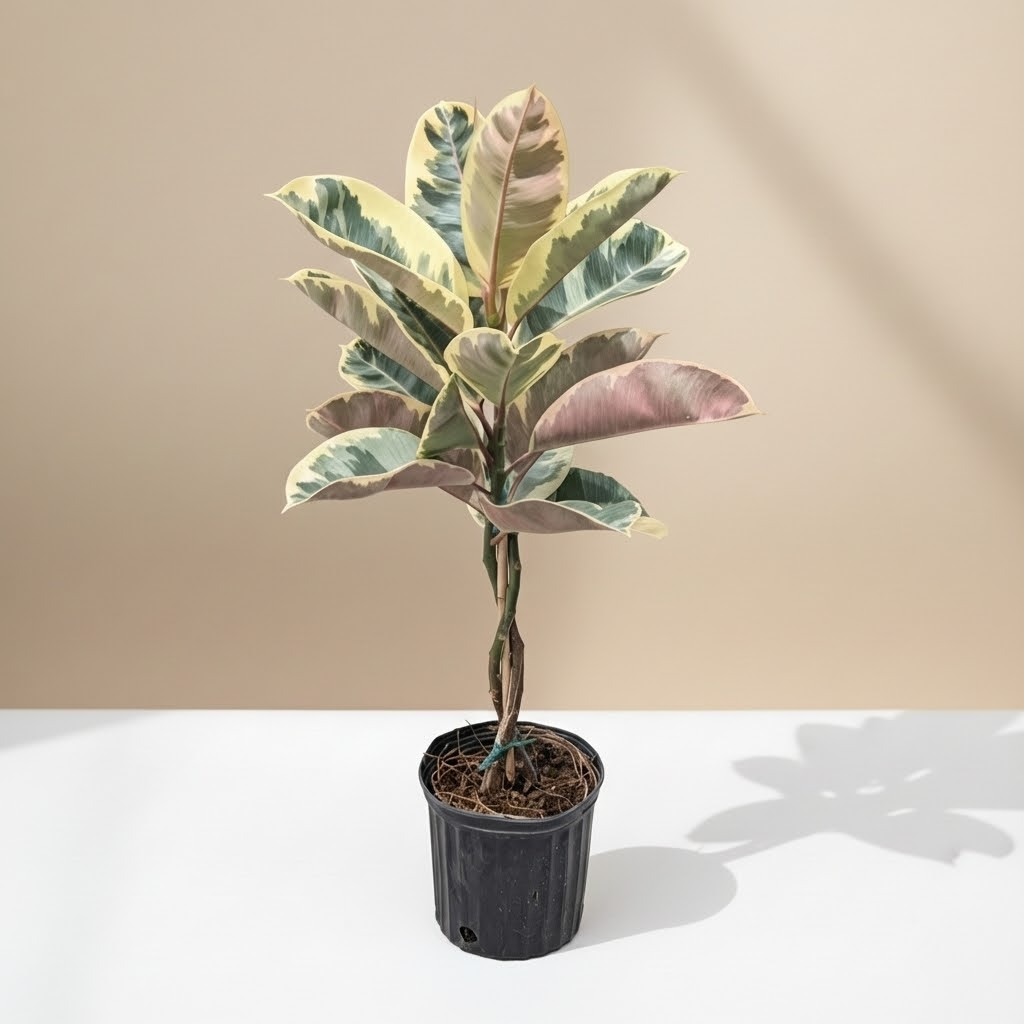 Braided Tineke Rubber Tree: Ficus elastica - 10 inch pot - 3 foot tall