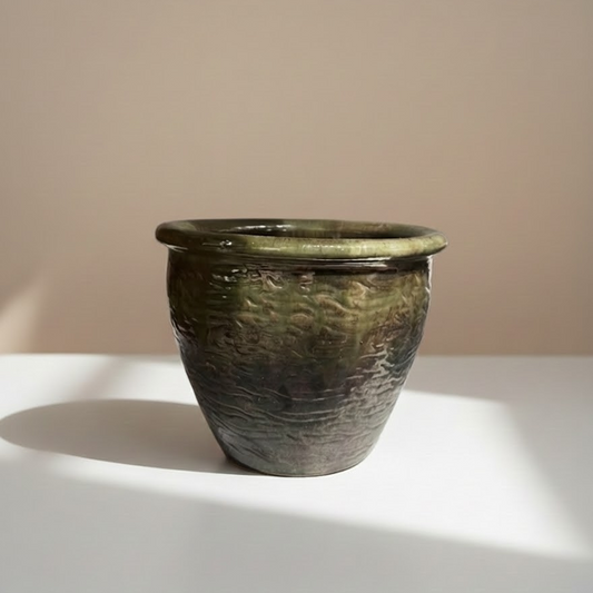 Gunmetal Round Planter with Drainage | 12 inch Diameter