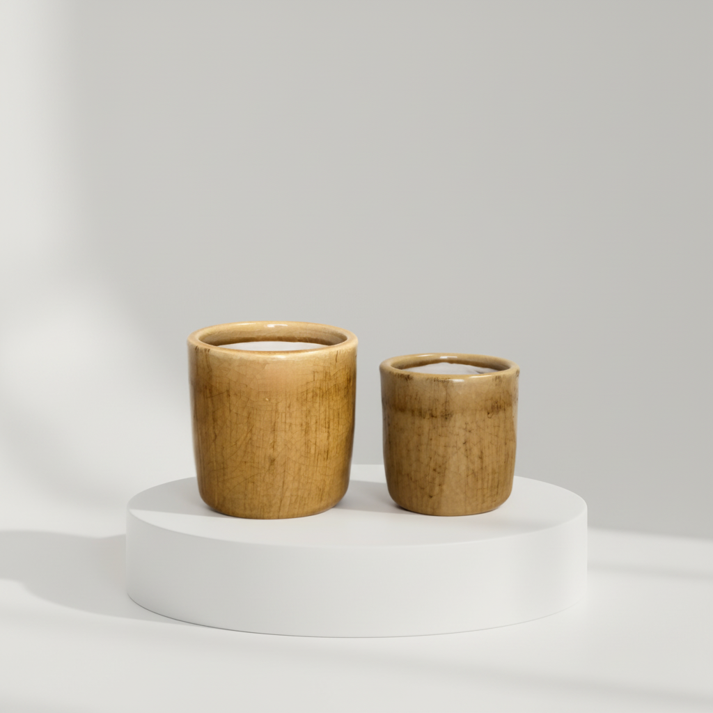 Monza Beige Ceramic Planter | 4-4.5 Inch Nursery Pot — empty planter, ceramic planter, studio photo — planter for sale by Promise Supply for delivery and pickup in Toronto.