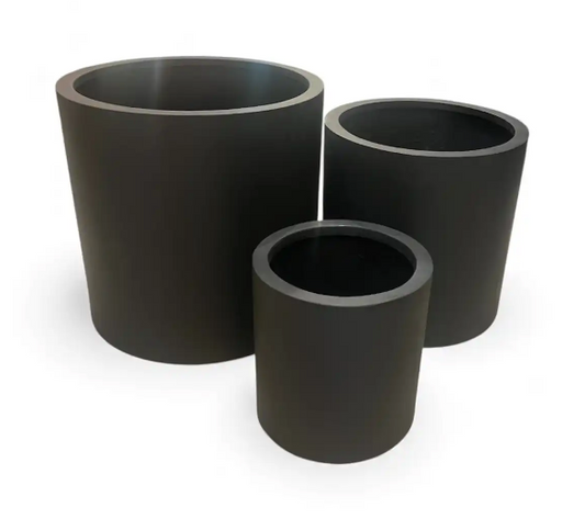 Fiberstone Cylinder Planter in Black | 16 Inch Diameter
