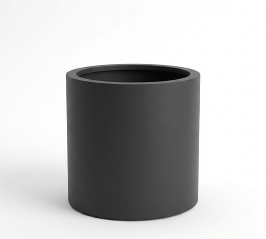Fiberstone Cylinder Planter in Black | 16 Inch Diameter