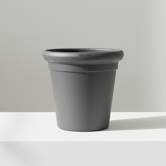 Plastic Toscana Planter | 14 inch Nursery Pot — empty planter, studio photo — planter for sale by Promise Supply for delivery and pickup in Toronto.