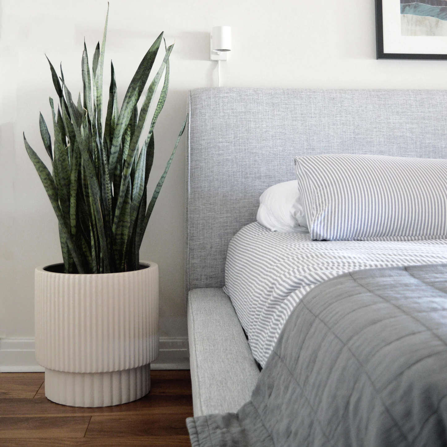 Off-White Ridged Cylinder Planter | Fits up to 14" Nursery Pot