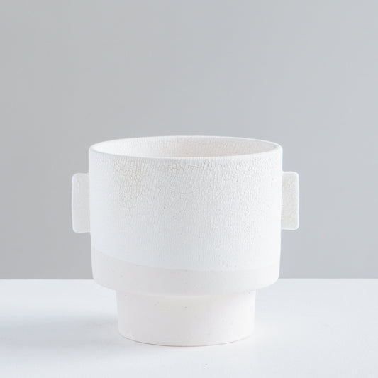 Milton Textured Off White Planter | 5 inch Nursery Pot — empty planter, studio photo — planter for sale by Promise Supply for delivery and pickup in Toronto.