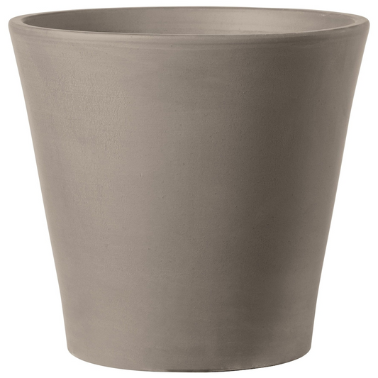 Grey Cone Clay Planter with Drainage and Tray in 9 inch Diameter