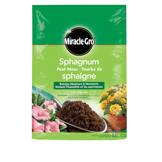 Miracle Gro Sphagnum Peat Moss 8.8L — Growing Medium product on white background — for sale by Promise Supply for delivery and pickup in Toronto.